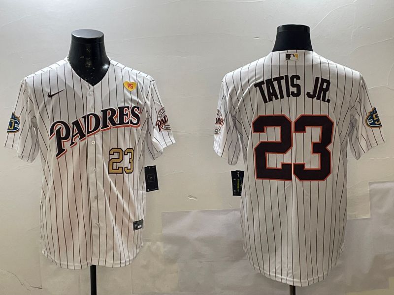 Men San Diego Padres #23 Tatis jr White Stripe Throwback Game 2025 Nike MLB Jersey style 9